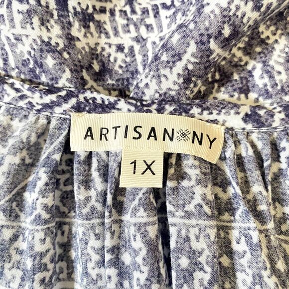 Artisan NY Popover Peasant Blouse 3/4 Sleeve Purple Bohemian Plus Size 1X - Picture 3 of 4